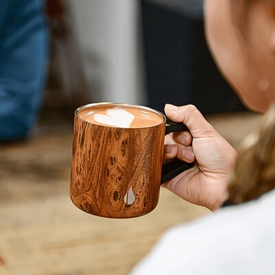 Elemental Summit Stainless Steel Travel Mug, 16 oz., Teakwood (EMLEM16WD1)
