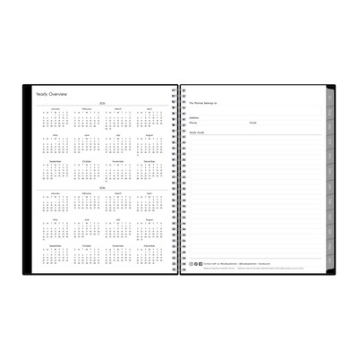 2025-2026 Blue Sky Enterprise 8.5" x 11" Academic Year Weekly & Monthly Planner, Plastic Cover, Black (130609-A26)