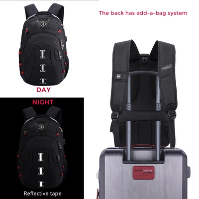 SwissDigital Pixel Business Travel Backpack, Black (SD-857)