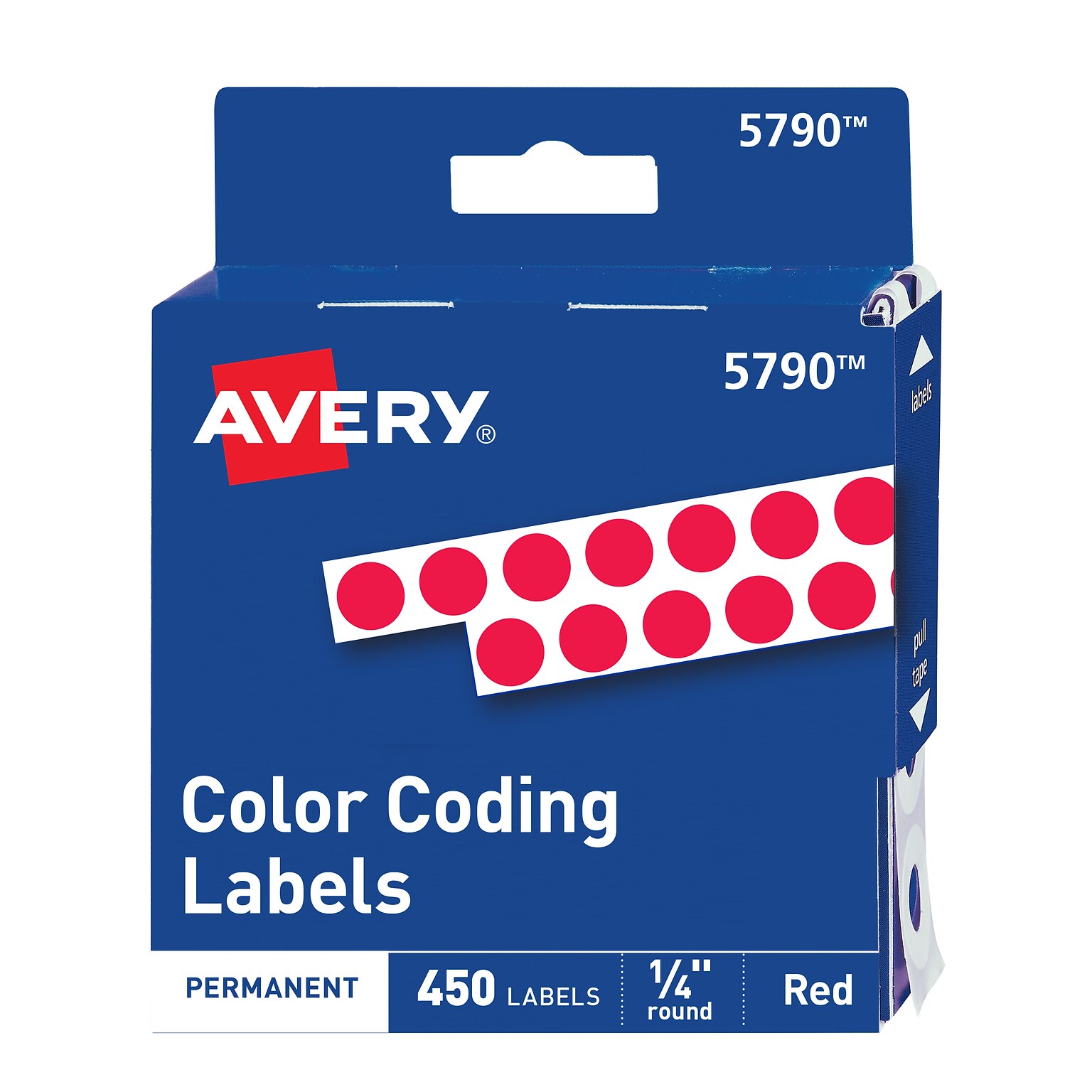 Avery Hand Written Identification & Color Coding Labels, 1/4 Dia., Red, 450/Pack (5790)