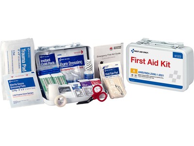 First Aid Only Metal First Aid Kit, ANSI 2021 Class A, 10 People, 76 Pieces (91323)