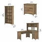 Bush Furniture Salinas 60"W L Shaped Desk with Hutch, Lateral File Cabinet and 5 Shelf Bookcase, Reclaimed Pine (SAL007RCP)