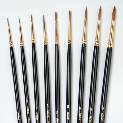 Silver Brush Renaissance Natural Sable, Round  Brushes, 9/Pack(SLVRN7171)