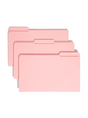 Smead File Folder, Reinforced 1/3-Cut Tab, Legal Size, Pink, 100/Box (17634)