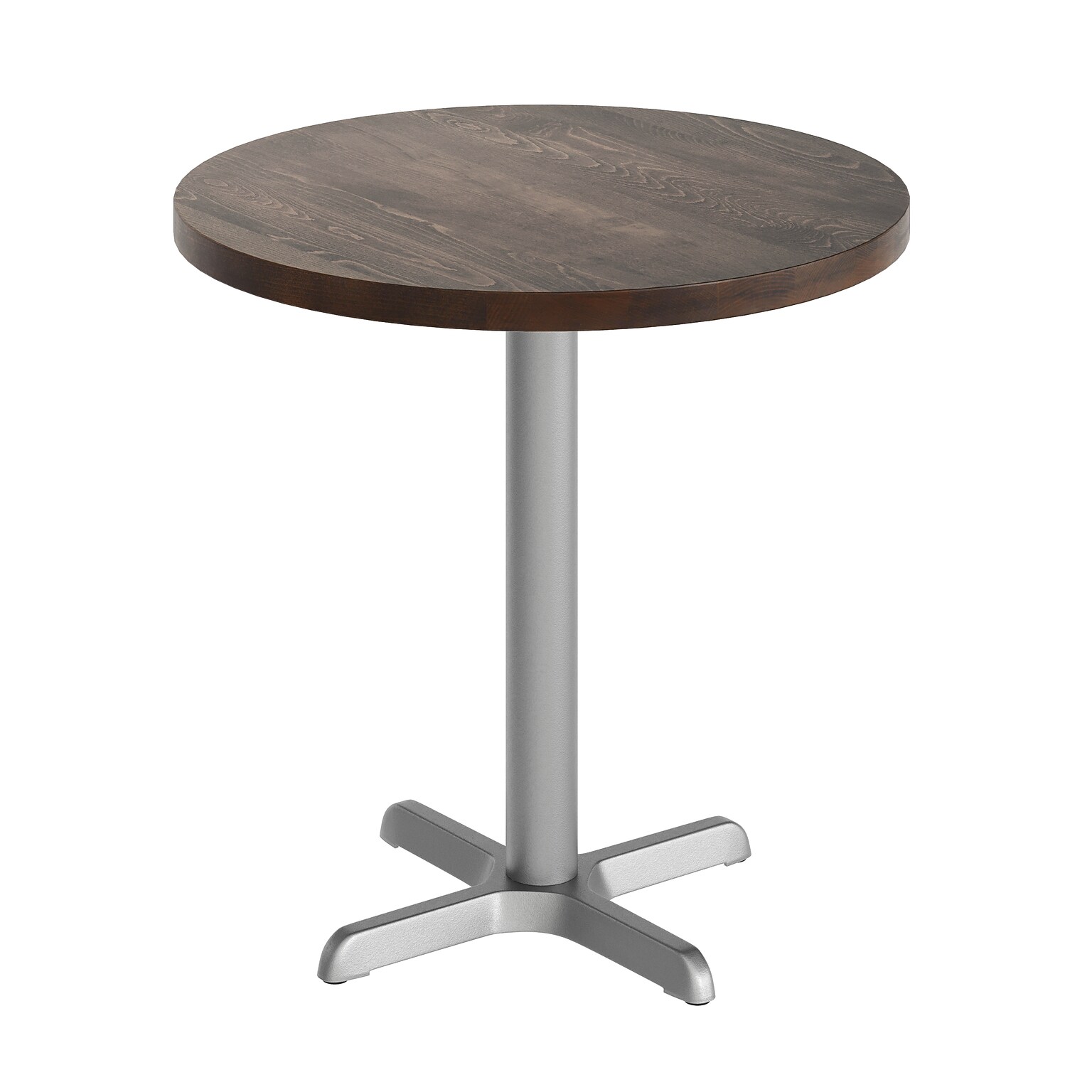 Flash Furniture Bennett 30 Round Wooden Commercial Indoor Table, Dark Brown Top/Silver Base (GSFRD30DBT2222S)
