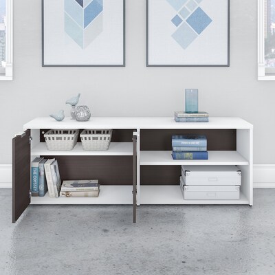 Bush Business Furniture Jamestown 21" Low Storage Cabinet with Doors and 4 Shelves, Storm Gray/White (JTS160SGWH)