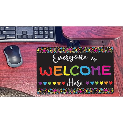Ashley Smart Poly Computer Mouse Pad, 8" x 10", Everyone is Welcome Here, Hearts, 6/Pack (ASH12501-6)