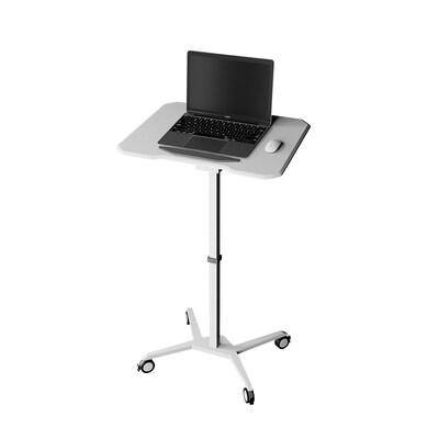 Techni Mobili Mobile Laptop Stand with Lockable Wheels, White (RTA-B008-WHT)