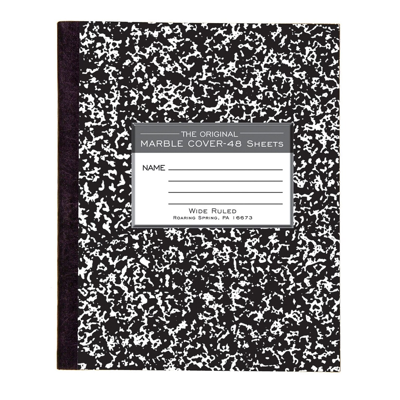 Roaring Spring Paper Products 1-Subject Composition Notebooks, 7 x 8.5, Wide Ruled, 48 Sheets, Black (77333)