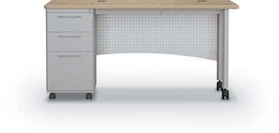 MooreCo 60"W Avid Modular Single Pedestal Instructor Desk, Buka Bark (91774-7982-7982)