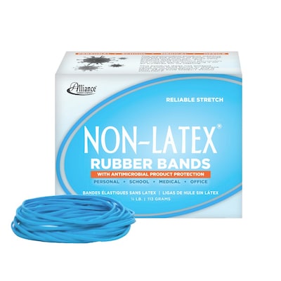 Alliance Non-Latex Multi-Purpose #19 Rubber Bands, 3-1/2 x 1/16, Cyan Blue, 360/Pack (42199)