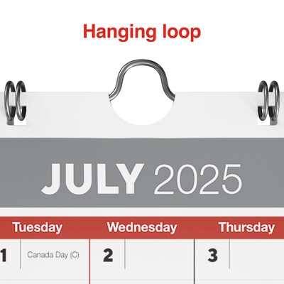 2025-2026 Staples 8" x 11" Academic Monthly Calendar, Gray/Red (ST62815-25)