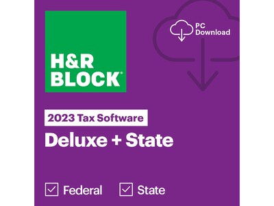 H&R Block Tax Software Deluxe + State 2023 for 1 User, Windows, Download (1316800-23)