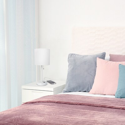 Creekwood Home Oslo 19.50" LED Table Lamp with USB Port, White (CWT-2011-WO)