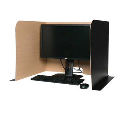 Flipside Foldable Cardboard Freestanding Computer Privacy Screen w/Pass-through Window, 22.5H x 62W, Black, 24/Pack (61858)
