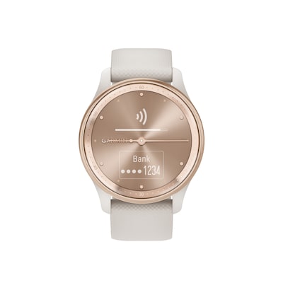 Garmin vívomove Trend Smartwatch, 40.4mm, Peach Gold Stainless Steel Bezel, Ivory Silicone Band (010-02665-01)