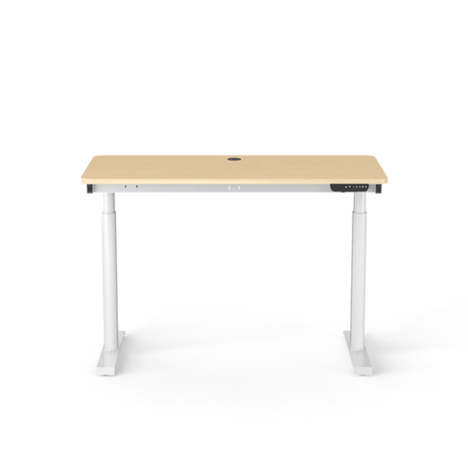 VersaDesk PowerLift 48W Electric Rectangular Adjustable Standing Desk, Maple/White (PLSDR4824-WM-APP)