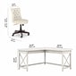 Bush Furniture Key West 60" L-Shaped Desk with Mid-Back Tufted Office Chair, Linen White Oak (KWS045LW)