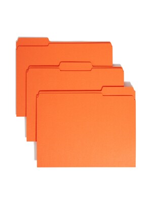 Smead Reinforced File Folder, 3 Tab, Letter Size, Orange, 100/Box (12534)