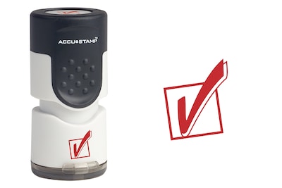 Accu-Stamp Check Mark Round Pre-Inked Stamp, Red Ink (035658)
