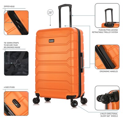 InUSA Trend 28" Hardside Suitcase, 4-Wheeled Spinner, TSA Checkpoint Friendly, Orange (IUTRE00L-ORA)
