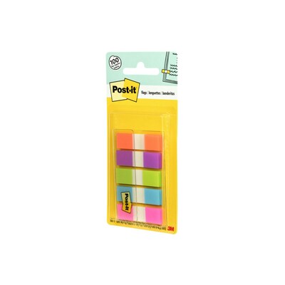 Post-it® Flags, 0.5" Wide, Assorted Bright Colors, 100 Flags/Pack (683-5CB2)