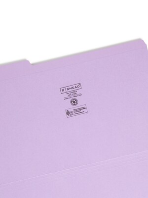 Smead File Folders, Reinforced 1/3-Cut Tab, Legal Size, Lavender, 100/Box (17434)