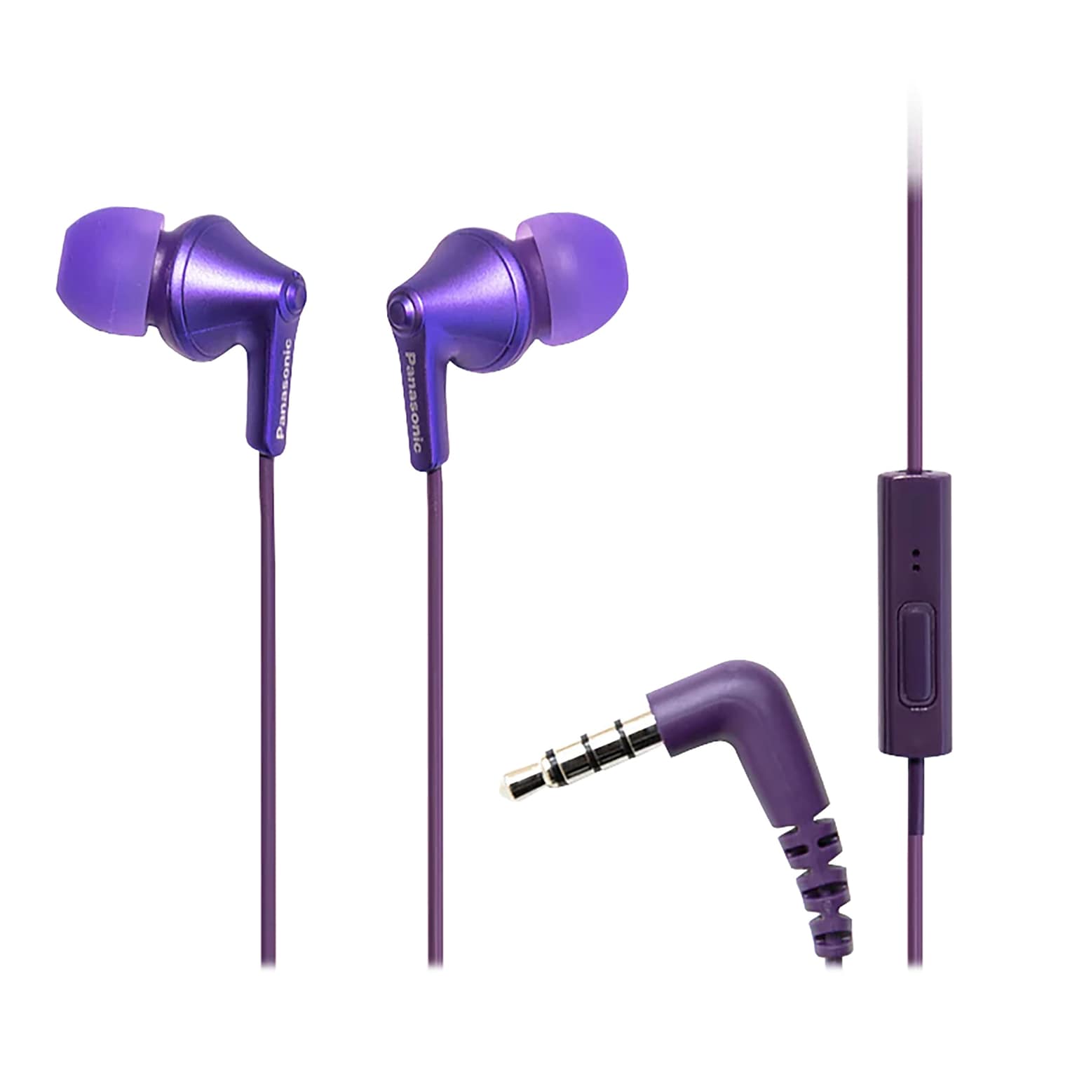 Panasonic ErgoFit Earbuds with Microphone & Neodymium Drivers, Metallic Purple (RP-TCM125)