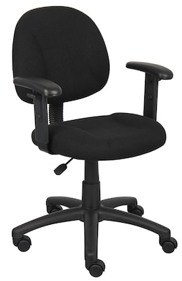 Boss Perfect Posture Deluxe Office Task Chair with Adjustable Arms, Black (B316-BK)