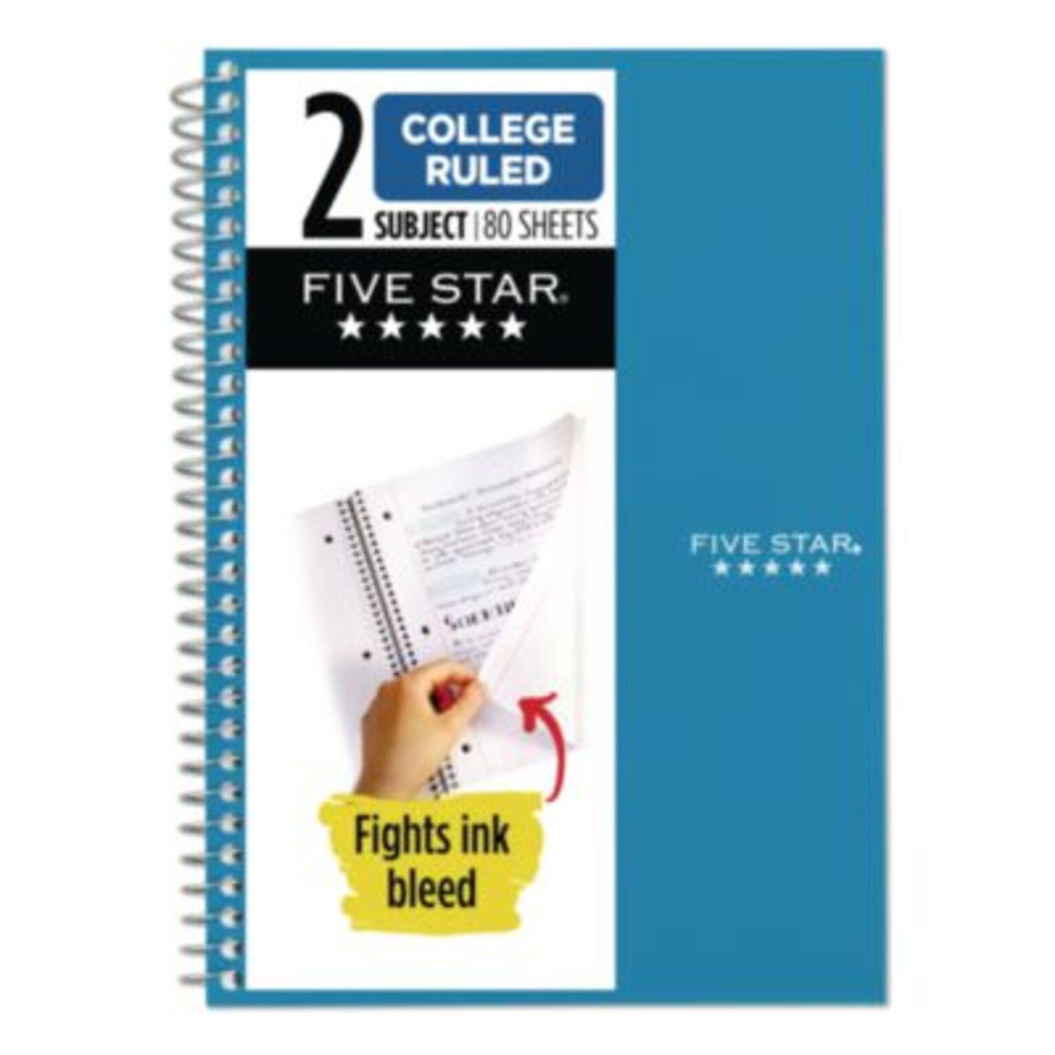 Five Star 2-Subject Notebook, 9.5 x 6, College Ruled, 80 Sheets, Assorted Colors (MEA840029)