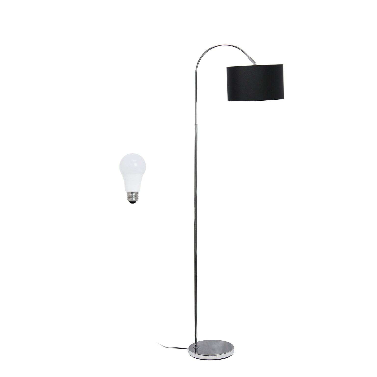 Creekwood Home Vista 66 Brushed Nickel Floor Lamp with Drum Shade, Black (CWF-3006-BK-LB)