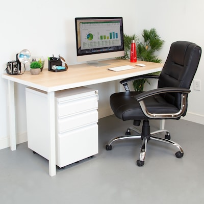 Mount-It! 3-Drawer Mobile File Cabinet, Letter & Legal Size, Lockable, 23.72H x 14.7W x 18.11D, White (MI-941W)