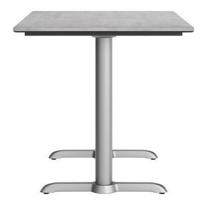 Flash Furniture Acadia Wooden Dining Table with T-Bases, 30"D x 48"W, Gray Faux Concrete/Silver Base (ST3048CGT0522S)