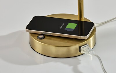 Adesso Dax LED Wireless Charging Desk Lamp, Antique Brass (2611-21)