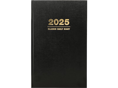 2025 Global Printed Products 8 x 12.5 Daily Planner, Cardboard Cover, Black (SPLS-SDCY25-BK)