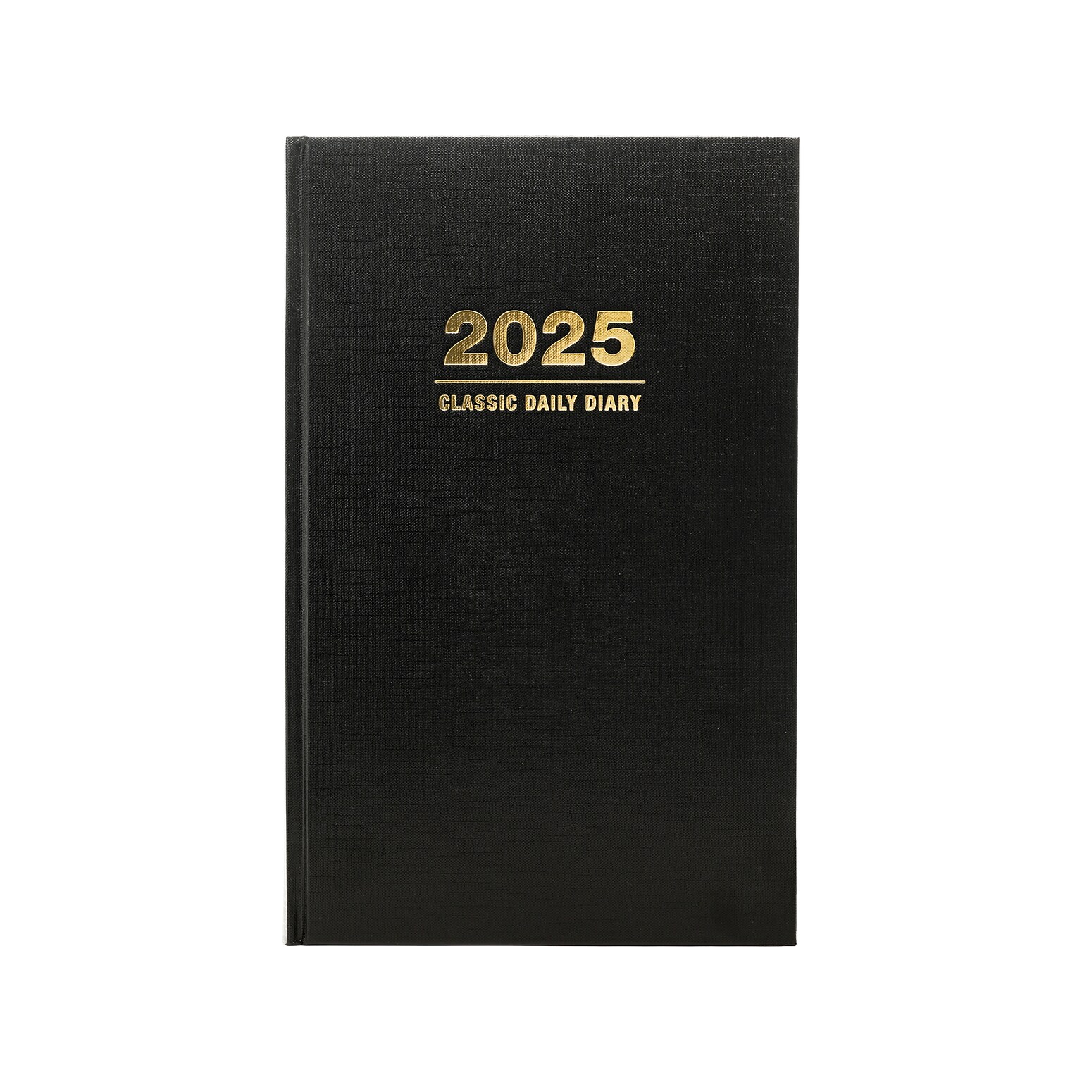 2025 Global Printed Products 8 x 12.5 Daily Planner, Cardboard Cover, Black (SPLS-SDCY25-BK)