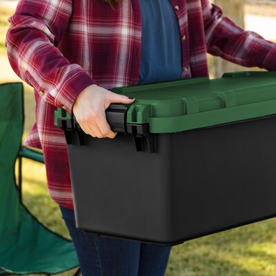 Iris Heavy Duty 60 Qt. Storage Bin with Latching Lid, Plastic, Black, 2/Pack (500334)