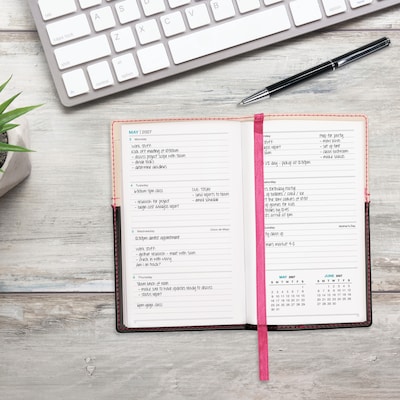 2027 Excello Brands 3.5" x 6" Weekly & Monthly Standard Planner, Paperboard Cover, Pink/Black (PKT-CY27-PK-PEN)