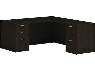 HON Mod 66W L-Shaped Double-Pedestal Desk, Java Oak (HLPL6672LDESKJA1)