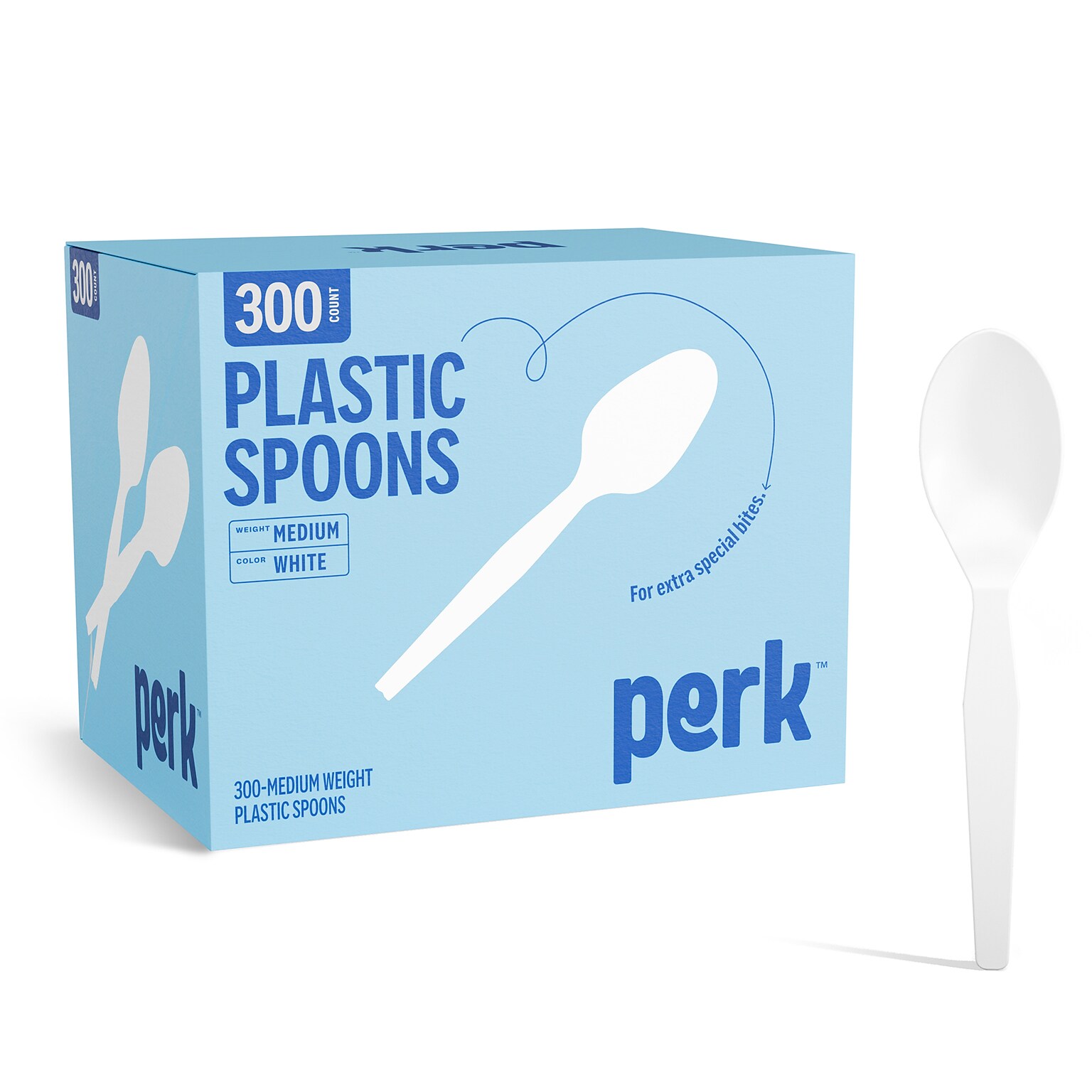 Perk™ Polystyrene Spoon, Medium-Weight, White, 300/Pack (PK56400)