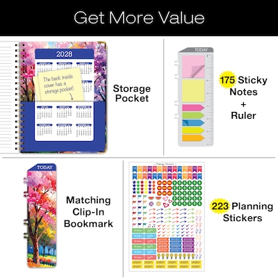 2027 Excello Brands 9" x 11" Weekly & Monthly Standard Planner, Paperboard Cover, Watercolor Tree (FSHN-CY27-8511-43)