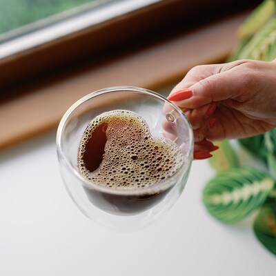 Double Walled Glass Heart Shaped Mug