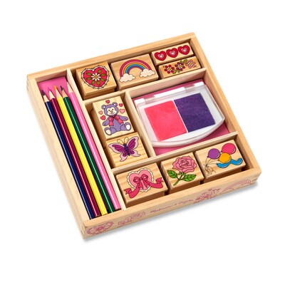 Melissa & Doug Friendship Wooden Stamp Set, Assorted Colors, 6 Packs/Bundle (51178-CASE)