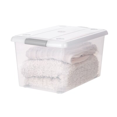 Iris Store & Slide 61 Quart Storage Bin with Lid, Plastic, Clear, 6/Carton (270017)