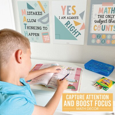 Hadley Designs 11" x 14" Boho Math Bulletin Board Classroom Decor Posters, 6/Set (HDDX004BEB10P)