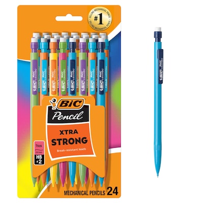 BIC Xtra Strong Mechanical Pencils, 0.9mm, #2 Hard Lead, 24/Pack (MPLWP241-BLK)