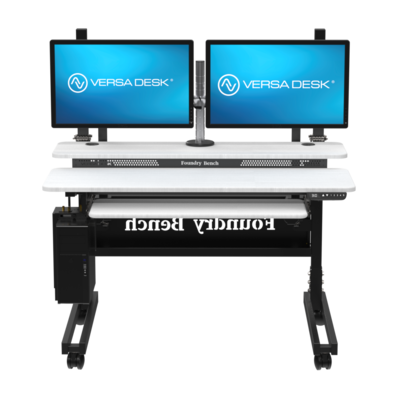 VersaDesk Foundry Bench 48W Electric Rectangular Adjustable Standing Desk, White/Black (FB4830-BW-APP)