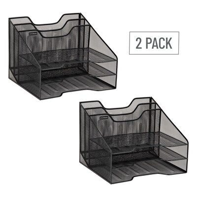 Mind Reader Metal Desk Organizer Letter Tray, Black, 2/Pack (2MESHBOX5-BLK)