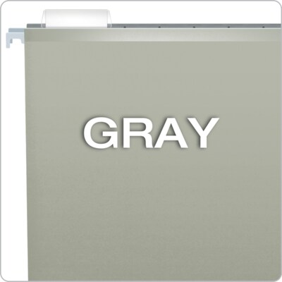 Pendaflex Reinforced Hanging File Folders, 1/5 Tab, Letter Size, Gray, 25/Box (04152 1/5 GRA)