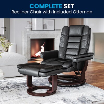 Flash Furniture LeatherSoft Recliner and Ottoman Set, Black (BT7818BK)